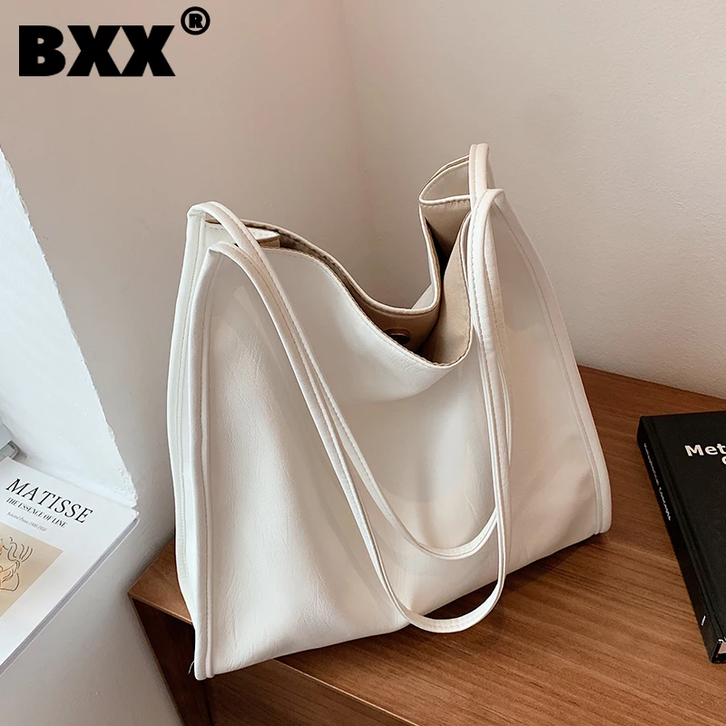 

[BXX] Simple Solid Color PU Leather Bags For Women 2021 Autumn Branded Shoulder Bag Handbags Trending Luxury Hand Bag HU538