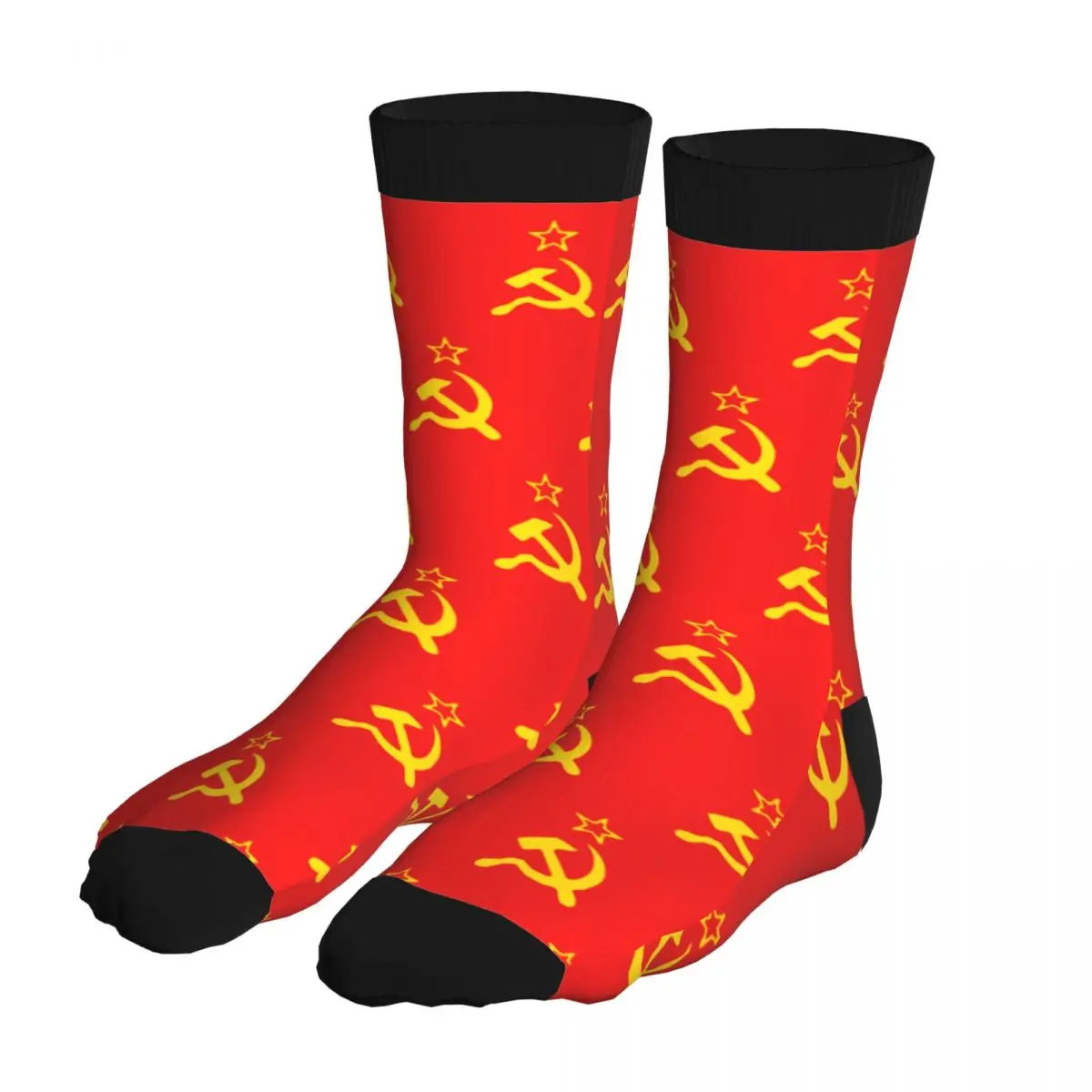 

Hammer Sickle CCCP Retro Russian Soviet Thick contrast color socks for men 90% Polyester socks Winter Middle Tube socks Gift