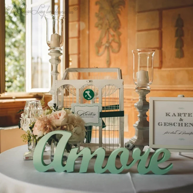 

Amore Wedding Sign for Table Decor - Standing Wooden Block "Love" sign, Large