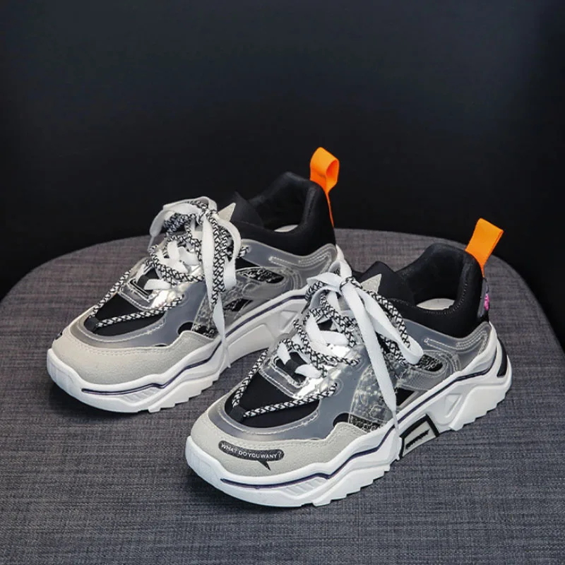 Женские кроссовки столбики Повседневная обувь размера плюс на платформе Дышащие