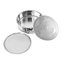 1 set 3 in 1 stainless steel flour sieve sifter manual powder sieve baking tool silver