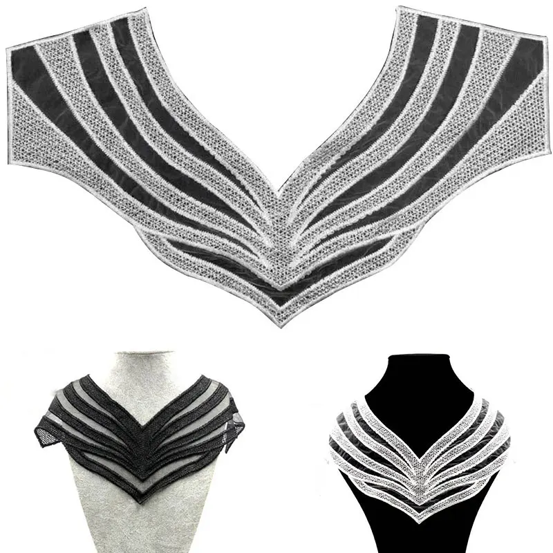 Элегантное Белое черное платье аппликация сетчатая ткань блузка аксессуары для