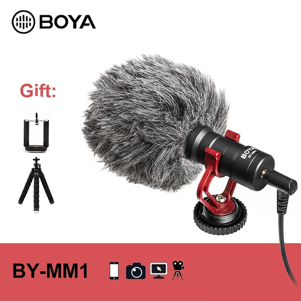 

BOYA BY-MM1 Video Record Cardioid Microphone On-Camera Recording Mic for iPhone Android Smartphone DSLR Camera Camcorder PC Mic