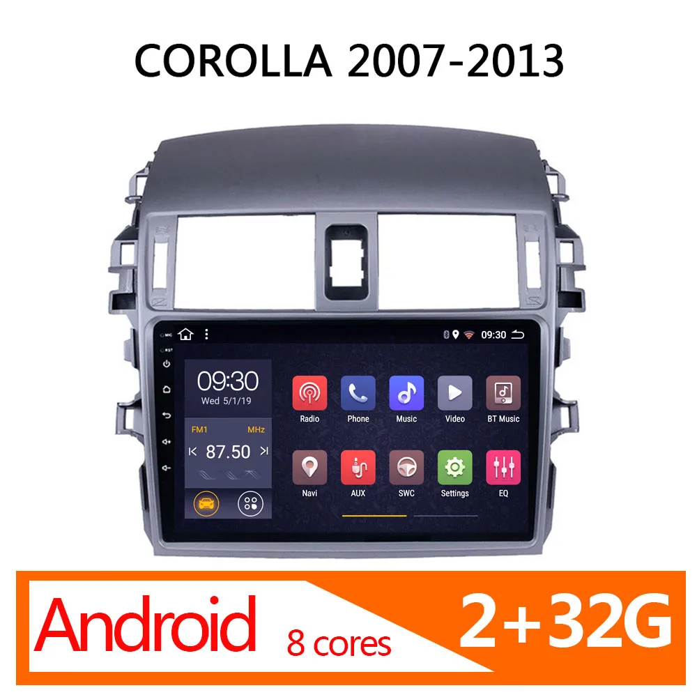 Автомагнитола для Toyota Corolla android 2 32 ГБ 8 ядер 2007 2008 2009 2010 2012 2013 1 din | Автомобили и