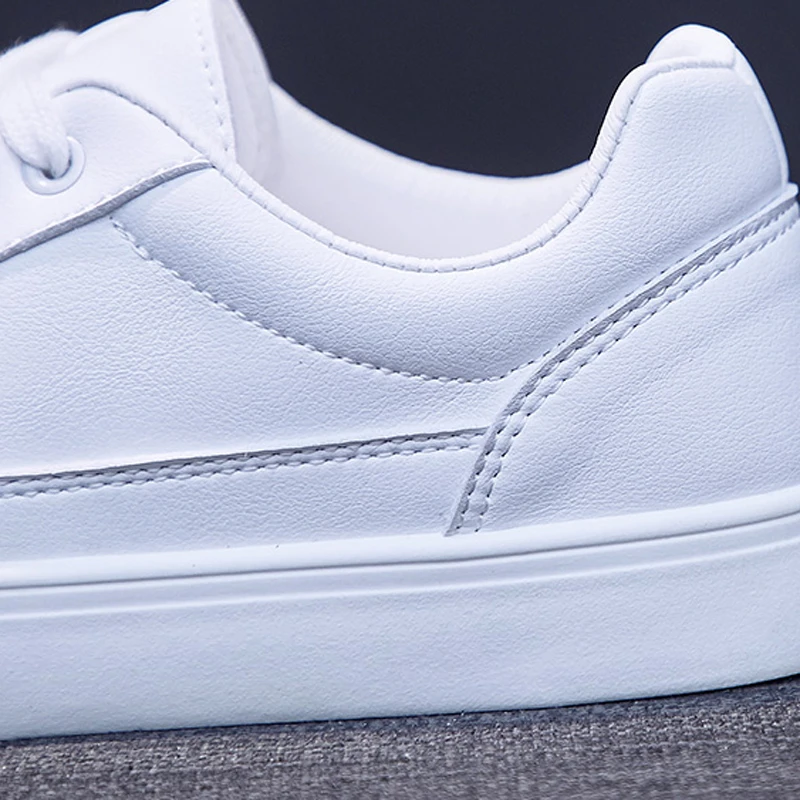 

2021 Soft PU Leather Women Sneakers Platform Women Casual Simple Design Comfort White Flats Female Vulcanized Shoes