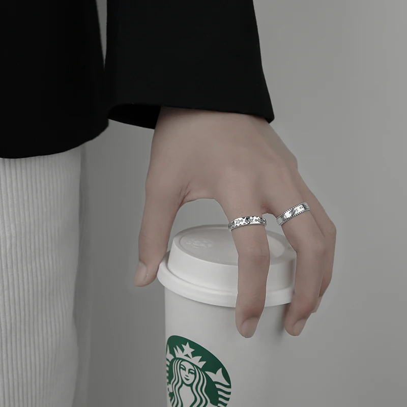 

S925 Sterling Silver Ring Men's Fashionable Single Personalized Simple Hand Jewelry Hip Hop Retro Adjustable Ins Men's Plain Rin