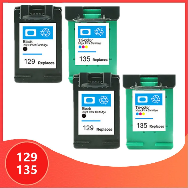 

4PCS Compatible for hp 129 135 Cartridge for hp129 Ink Cartridge for hp Deskjet C4183 5943 6943 6983 D4163 2575 printer