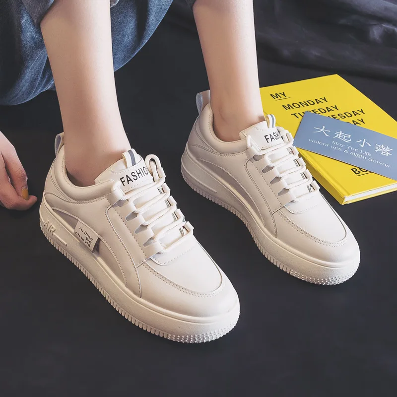 

Student White Shoes, Women's Breathable Sports Shoes, Ladies Casual Shoes, Flat Bottom Shoes, Low-top Lace-up Women's Shoes