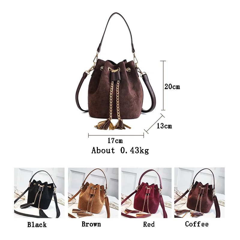 

OLSITTI 2021 New Crossbody Handbags Suede Bucket Bag Organizer Small Tassel PU Leather Womens Shoulder Messenger Bags Totebag