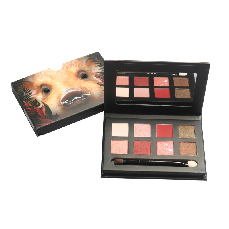 KAN 8 Colors Glitter Matte Eye Shadow Palette High Pigment Animal Pattern Hand-Made Material Cosmetics |