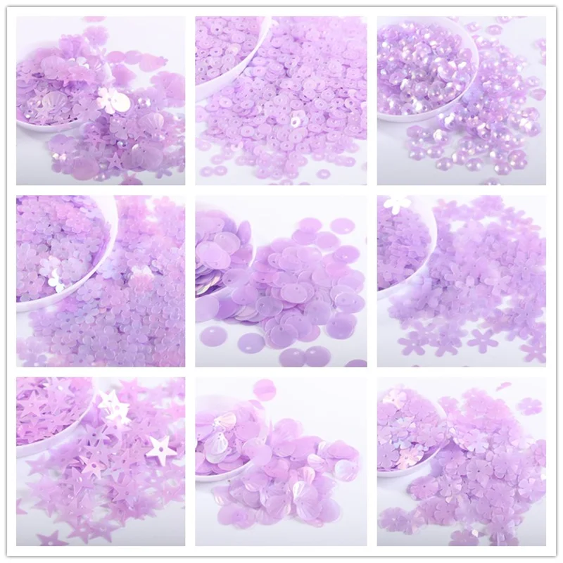 

10g/back Matte purple Sequin Flower Plum Star Shell Shape Sequins Paillettes Wedding Confetti DIY Handcraft Sewing Accessories