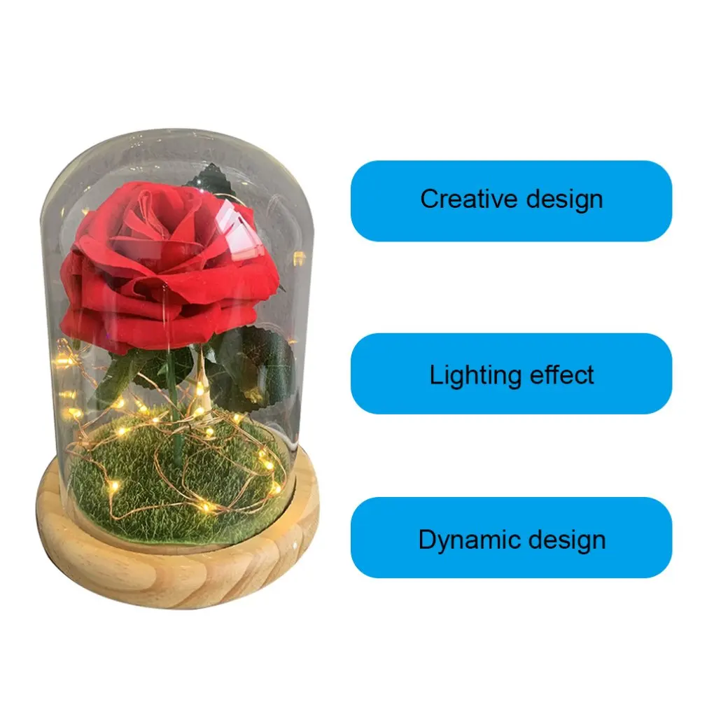 Светодиодный стеклянный ночник в виде Розы декоративный светильник для дома