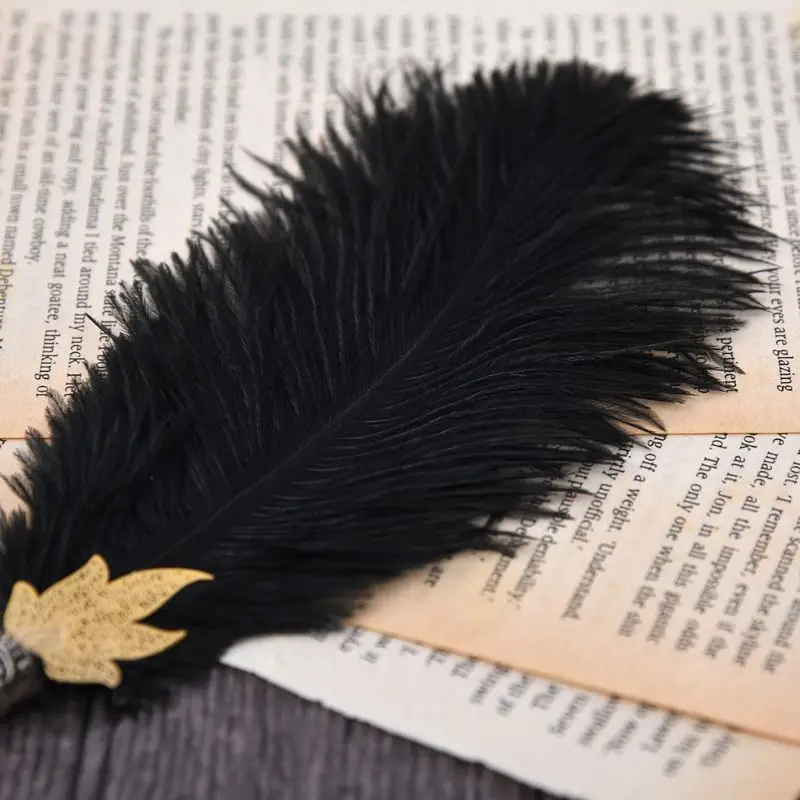 Винтажная ручная работа перо страуса перьевая ручка с чернилами набор