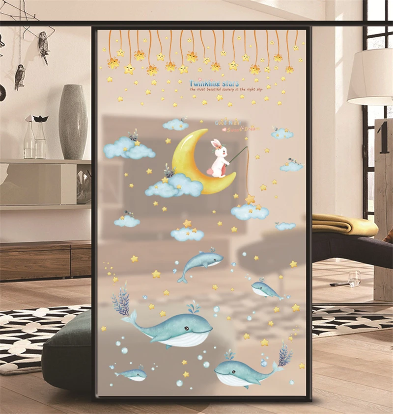 % Новые наклейки на стену мультфильм луна кролик КИТ Комбинация Декоративные