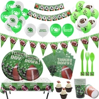 american football party balloons tableware set paper cups boy favor rugby theme birthday party school sports event deco supplies