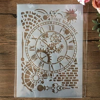 a4 29cm vintage clock time brick diy layering stencils painting scrapbook embossing hollow embellishment printing lace ruler
