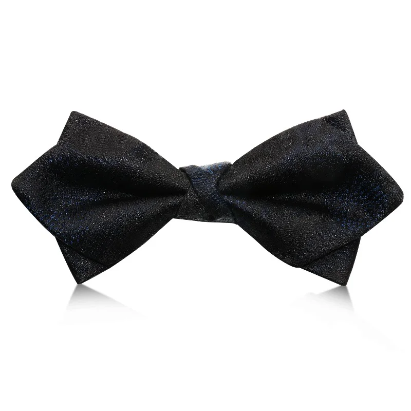 

Галстук-бабочка мужской, Шелковый, двойной, темно-синий, с темно-синим узором, в подарочной коробке, 2020