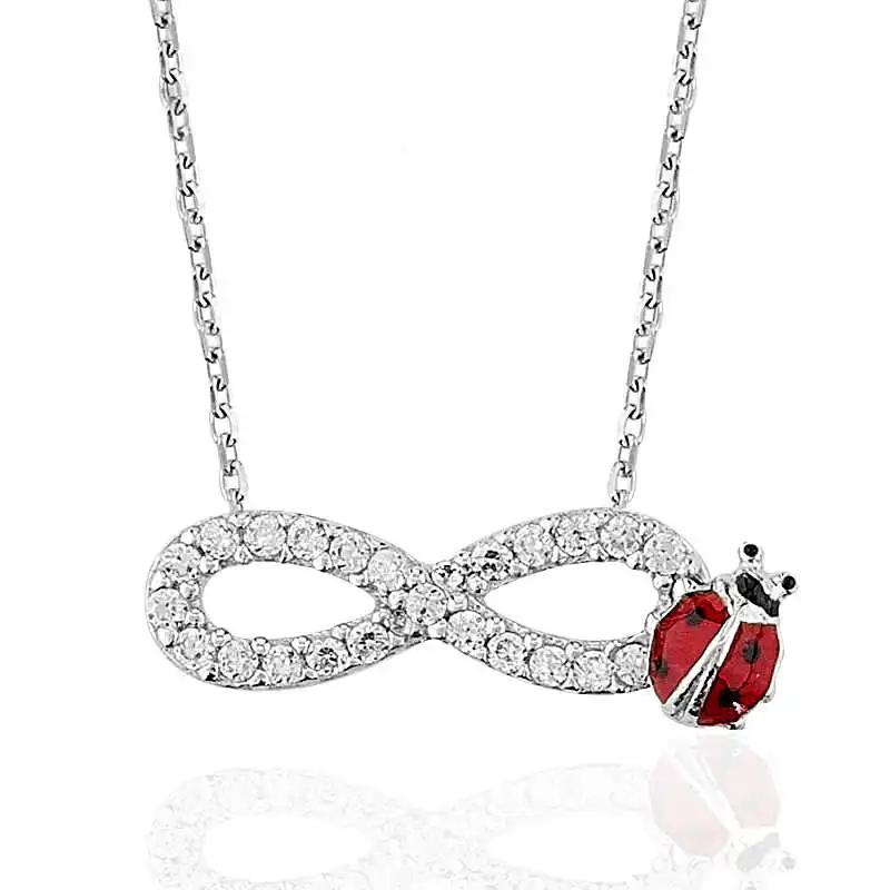 

Серебряное ожерелье с божьей коровкой