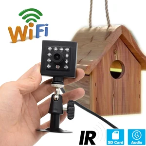 Camhipro 2MP 5MP HD SD Card Built-in Audio Video 940nm IR Night Vision Wifi Wireless  Birdhouse IPCamera with Double Bracket