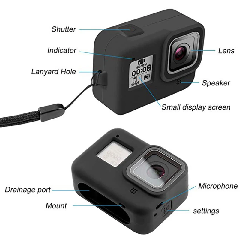 GoPro Hero 8 силиконовый защитный противоударный чехол водонепроницаемые чехлы для