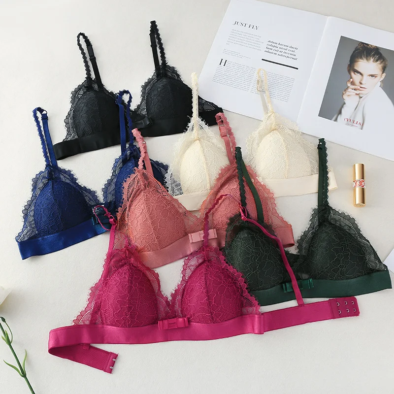

Hot Sale Lace Triangle Cup Sexy Women Bra Wireless Push up Bra For Women Plus size Bralette Female