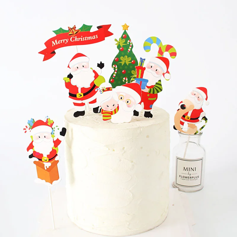 Флаги для торта милый Санта Клаус выпечки тортов Рождественское украшение