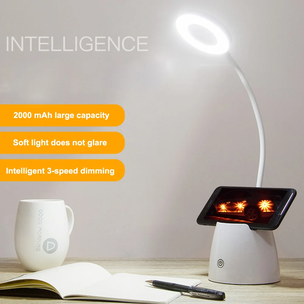 

LED Table Lamp Flexible USB Rechargeable Desk Lamps Study Student Office Dimming Table Lights for Reading Desktop LED Light