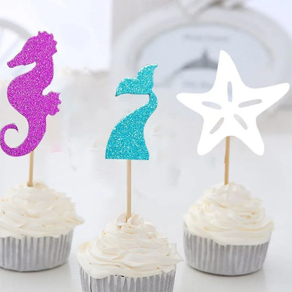 6 шт./компл. фотообои для торта под морским морем мультяшные кекс русалка