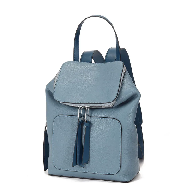 

WR Women Genuine Leather Backpack Small Size Travel Rucksack Ladies Casual Shoulder Bag Cowleather School Bag