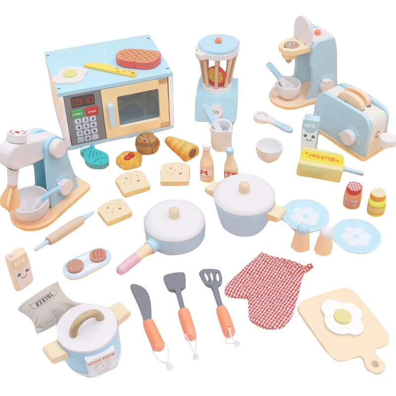 

Children Wooden Kitchen Pretend Play House Toy Montessori Early Education Puzzle Simulation Kitchen Set Series Baby Fun Toy Gift