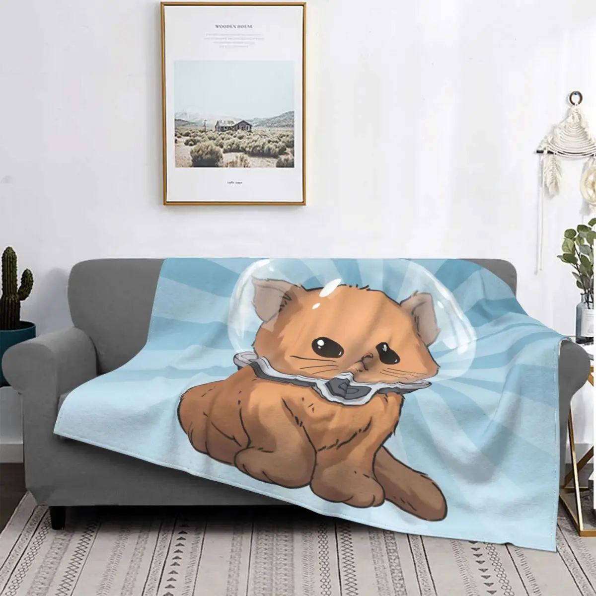 

Manta de gatito a cuadros para cama, colcha para sofra, manta Kawaii para cama