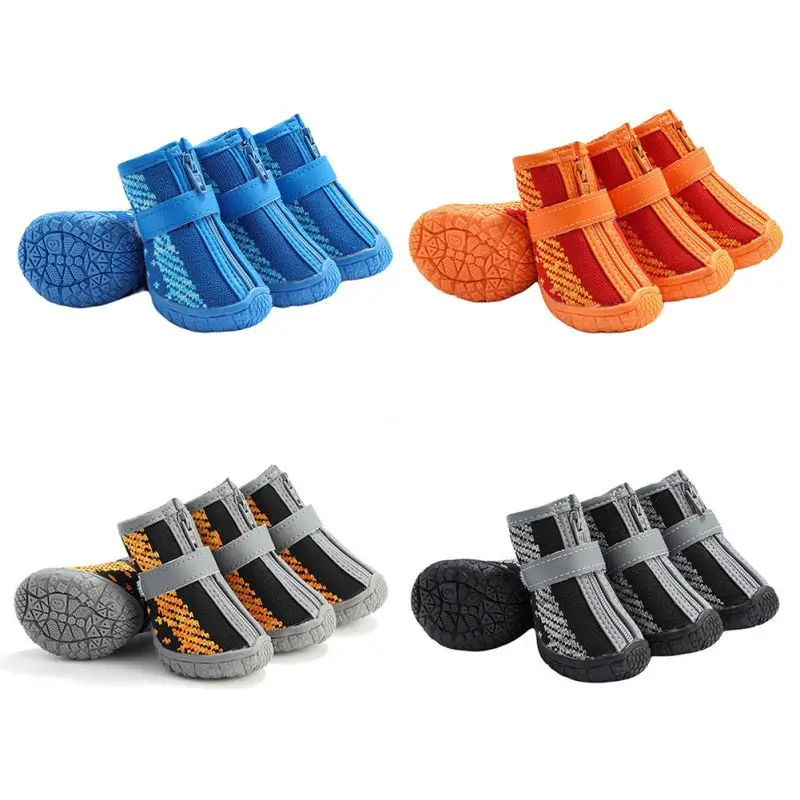 

4pcs/set Pet Dog Shoes Breathable Anti-slip Boot for Small Dogs Teddy Dog Cat Reflective Waterproof shoes Puppy Booties