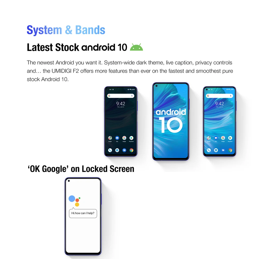 Глобальная версия UMIDIGI F2 Android 10 6,5" FHD+ 6GB128GB 48MP AI Quad camera 32MP Selfie Helio P70 NFC 5150mAh мобильный телефон