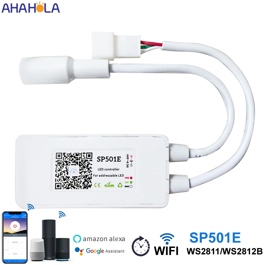 

Sp501e Ws2812b Controller Wifi App Control Ws2811 Wifi Controller 5v 12v 24v Sk6812 Ws2813 Ws2815 Rgb Pixel Led Strip Controller