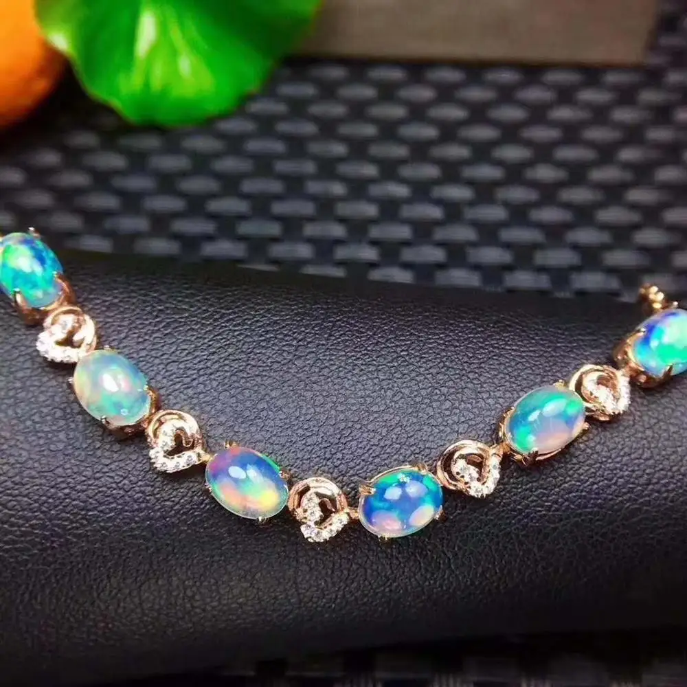 Опал браслет стихийных бедствий и настоящий опал твердый S925 стерлингового