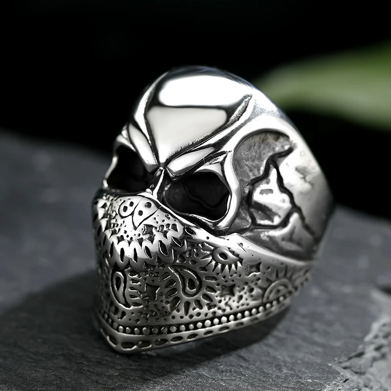 Anillo Hombre оптовая продажа из нержавеющей стали готический череп маска лицо Кольцо