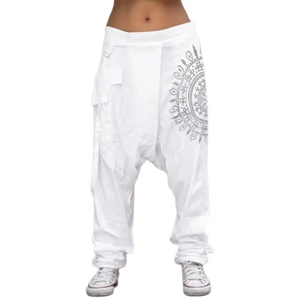 

Mens Trousers Low Rise Drop Crotch Retro Print Saggy Baggy Trousers Loose Harem Pants Elastic Hip-hop Casual Streetwear 4 Colors