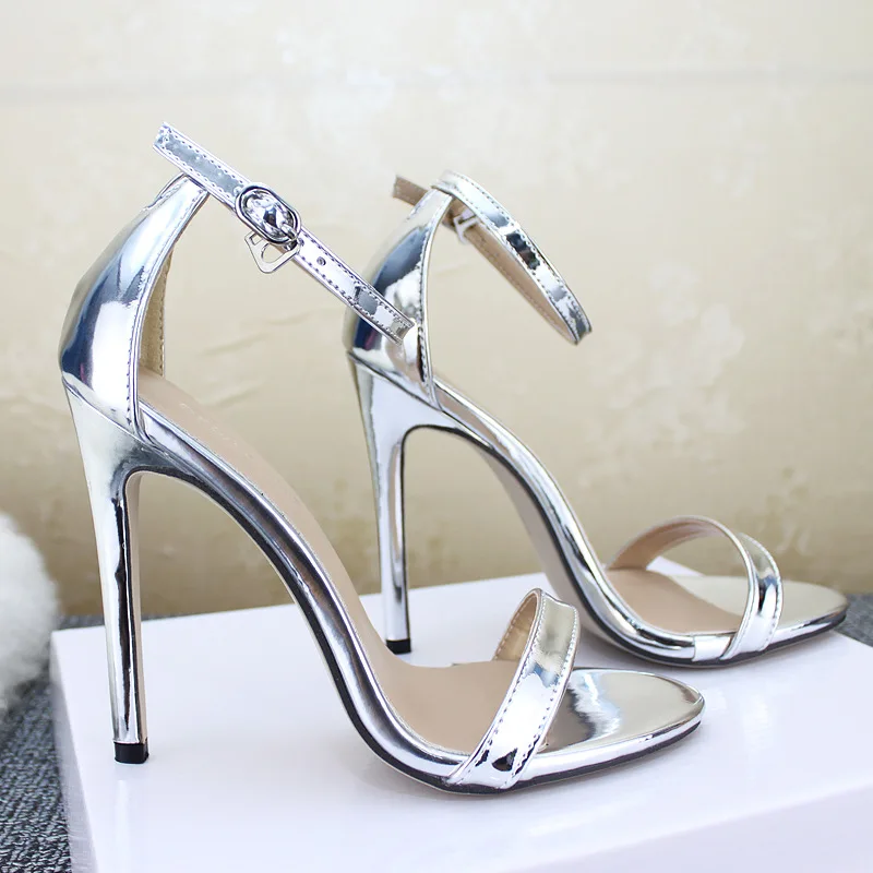 

2020 New Fashion Shoes Women's Shoes Sandals with Buckle High Heels Gold and Silver Wedding Shoes Hot Sell Women Shoes PU