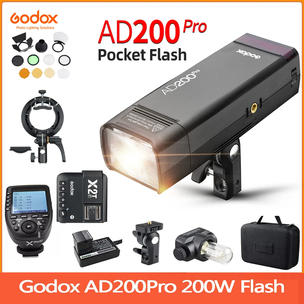 

GODOX AD200Pro Pocket Flash Outdoor Flash Light 200W TTL 2.4G 1/8000 HSS Speedlite Flash Strobe for DSLR Camera