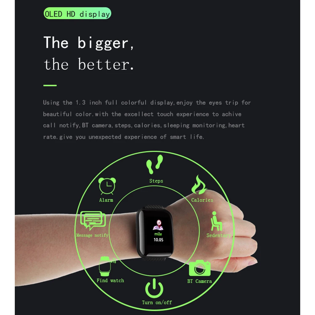

116plus Bluetooth Smart Bracelet Touch Heart Rate Smart Wristband
