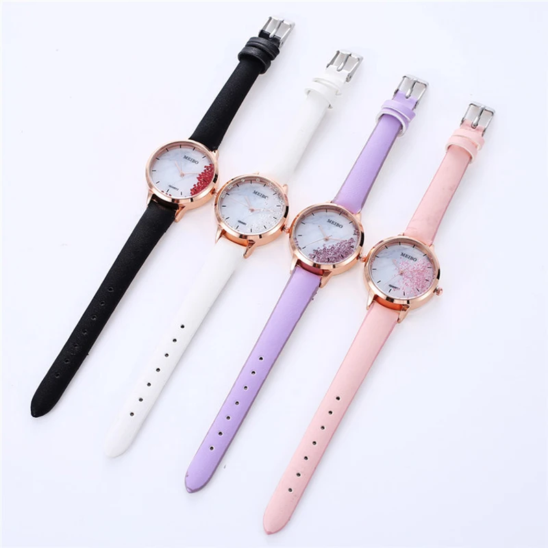 Очаровательные женские часы изысканные высококачественные наручные с кожаным