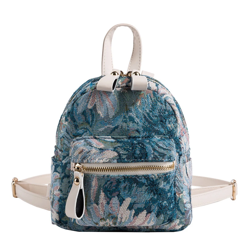 

Cute Oil Painting Flowers Fashion Luxury Designer Small Backpack for Women 2021 Summer Trendy Girls Students School Back Packs