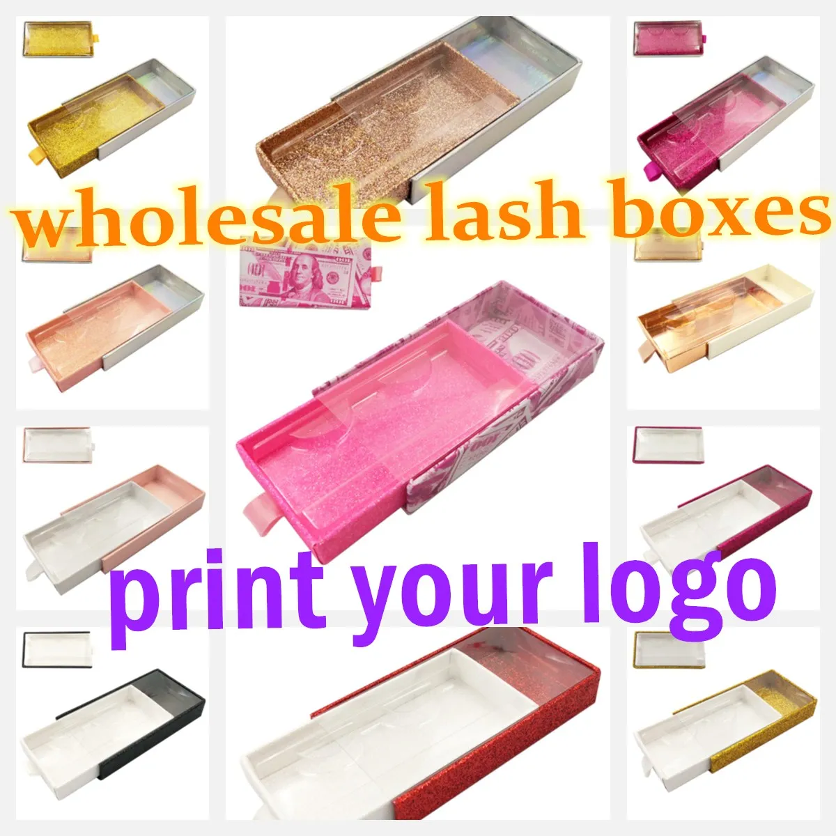 

25mm Mink Eyelashes Package Case Pull box Eyelash Packaging Box Wholesale Lash Boxes Packaging Custom logo print logo Vendors