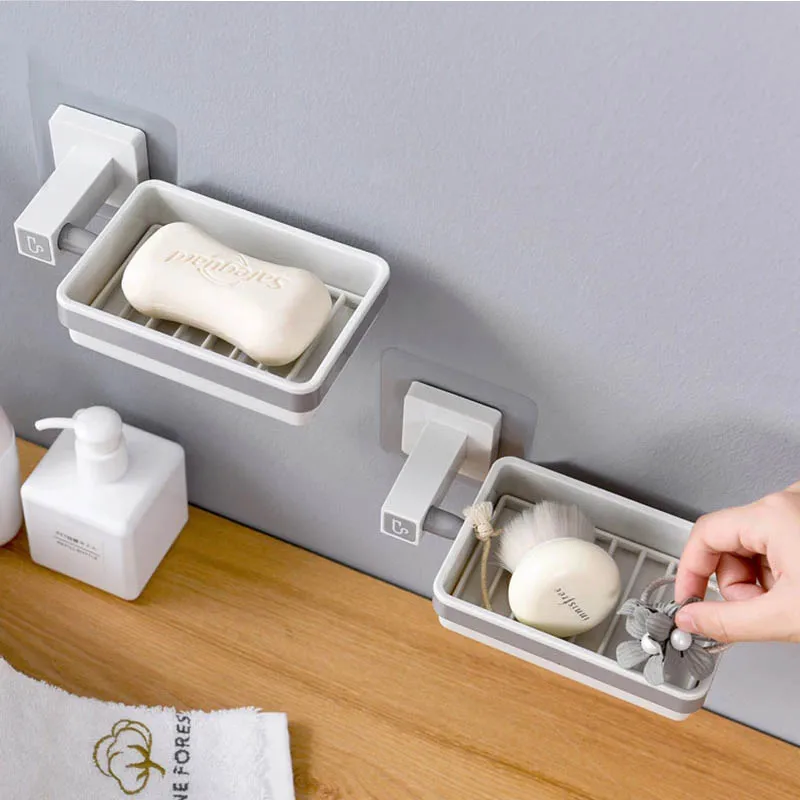 

Portable Soap Dishes Drain Soap Sponge Holder Storage Rack Bathroom Organizer Soap Draining Holder Kitchen Hanging Soap Box