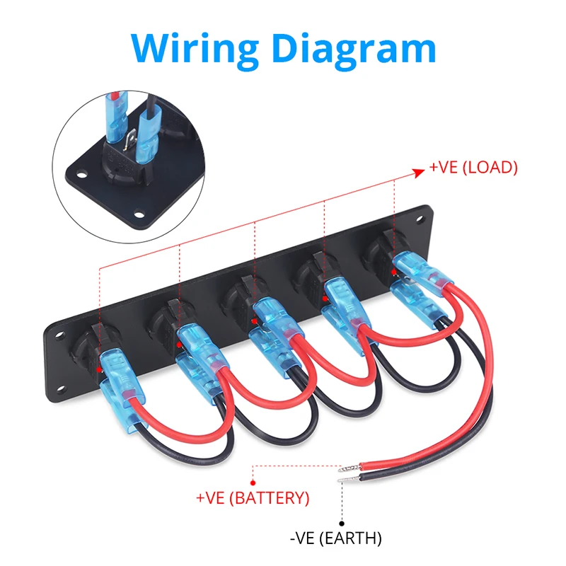 12В 24В синий светодиод 5 банд круглый Кулисный переключатель панель для RV лодки
