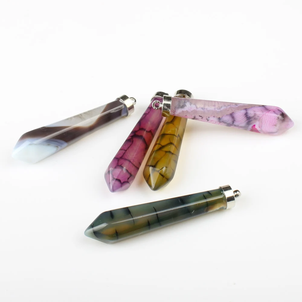 2 шт./пакет натуральный камень 10*55 мм меч подвеска в форме цветной узор ювелирные