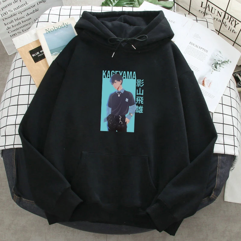 

Kageyama tobio haikyuu impressão camisolas dos homens moda hoodie inverno outono velo com capuz pulôver manga longa bolsos com .