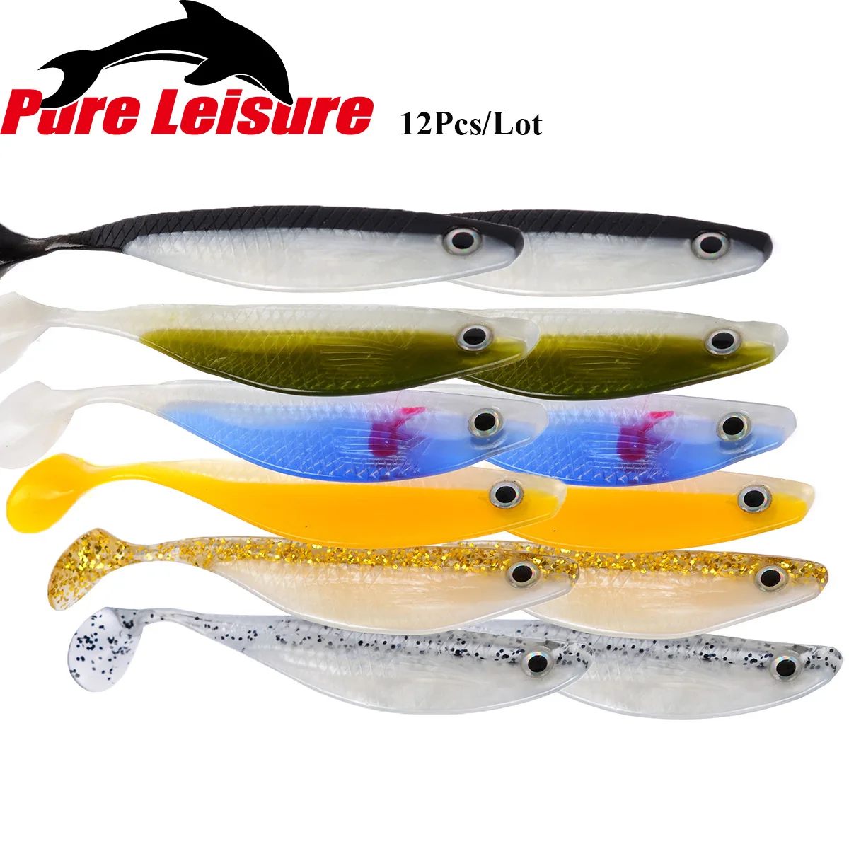 PureLeisure 12 шт Pescar leurres nouveaute Shiner Воблер для рыболовной наживки Swimbait Silicone Whopper Plopper