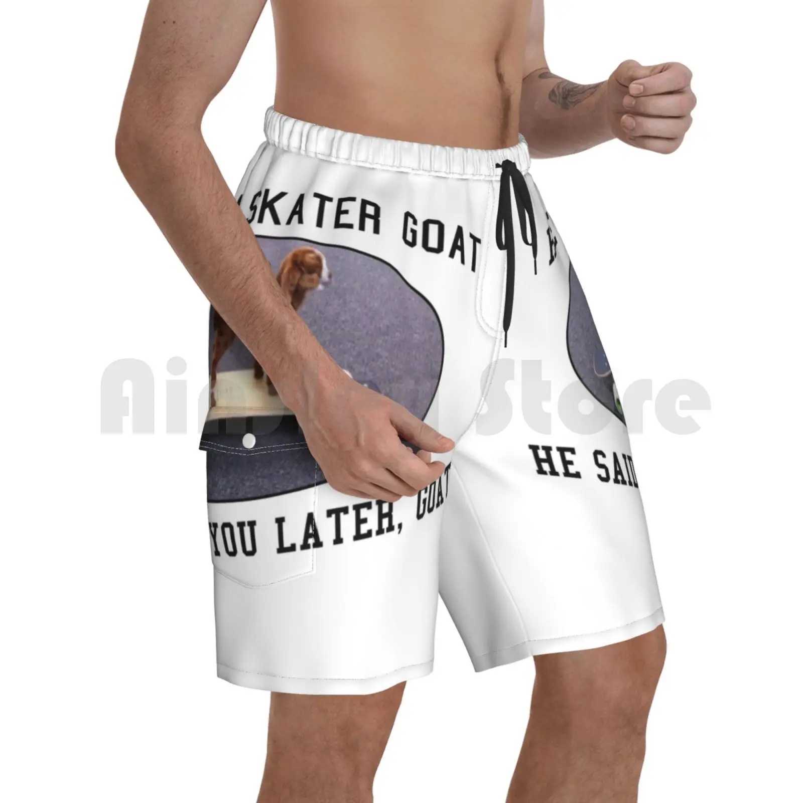 Skater Goat Beach Shorts Men Beach Pants Swim Trunks Tumblr Goat Skater Goat Skater Cool Funny Hipster Goat Simulator