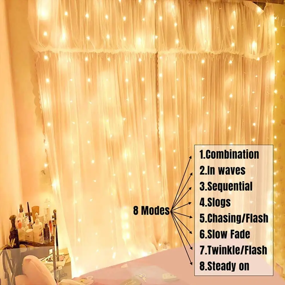 

Curtain Curtain Light String Remote Light String LED Light String Festival Landscape Lamp Yard Wedding Xmas Decor Durable